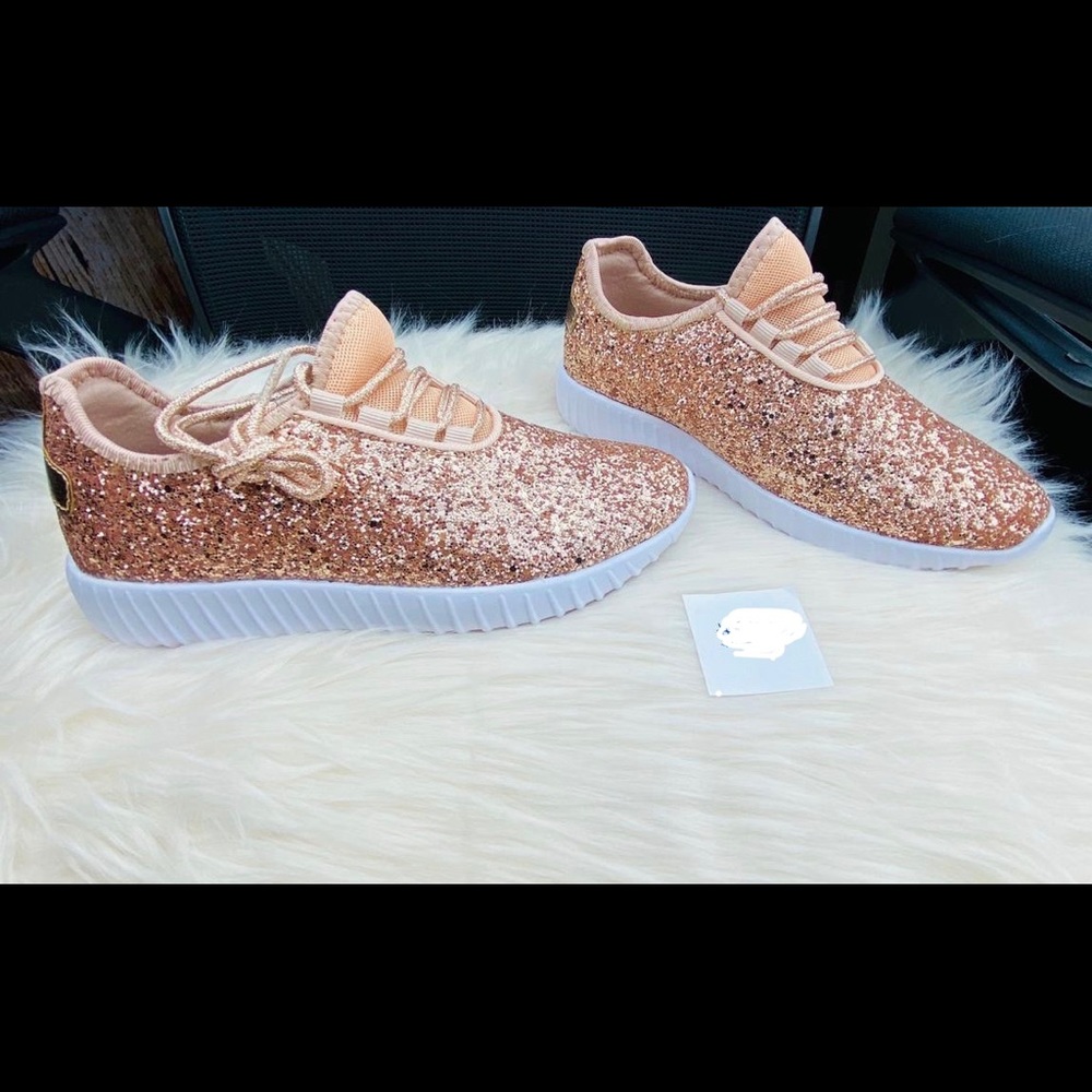 Rose Gold Glitter Sneakers